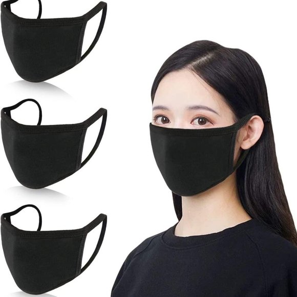 Black Cotton Face Mask (5 Pack) - Picture 2 of 2